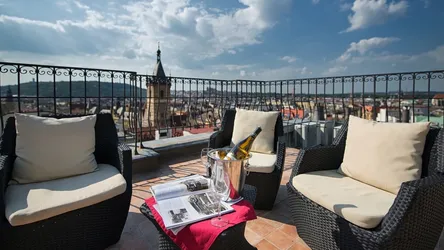 Hotel Suite Home Prague terrace with city view